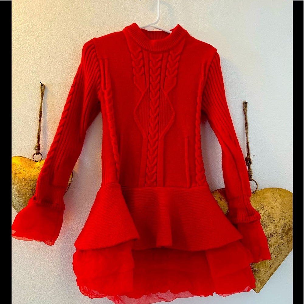 Red Girls’ Sweater Dress